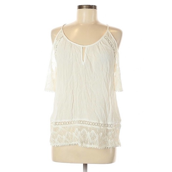 NEW Anthropologie Heartloom Iris Cold Should Lace Top Ivory Crochet M - Picture 4 of 5
